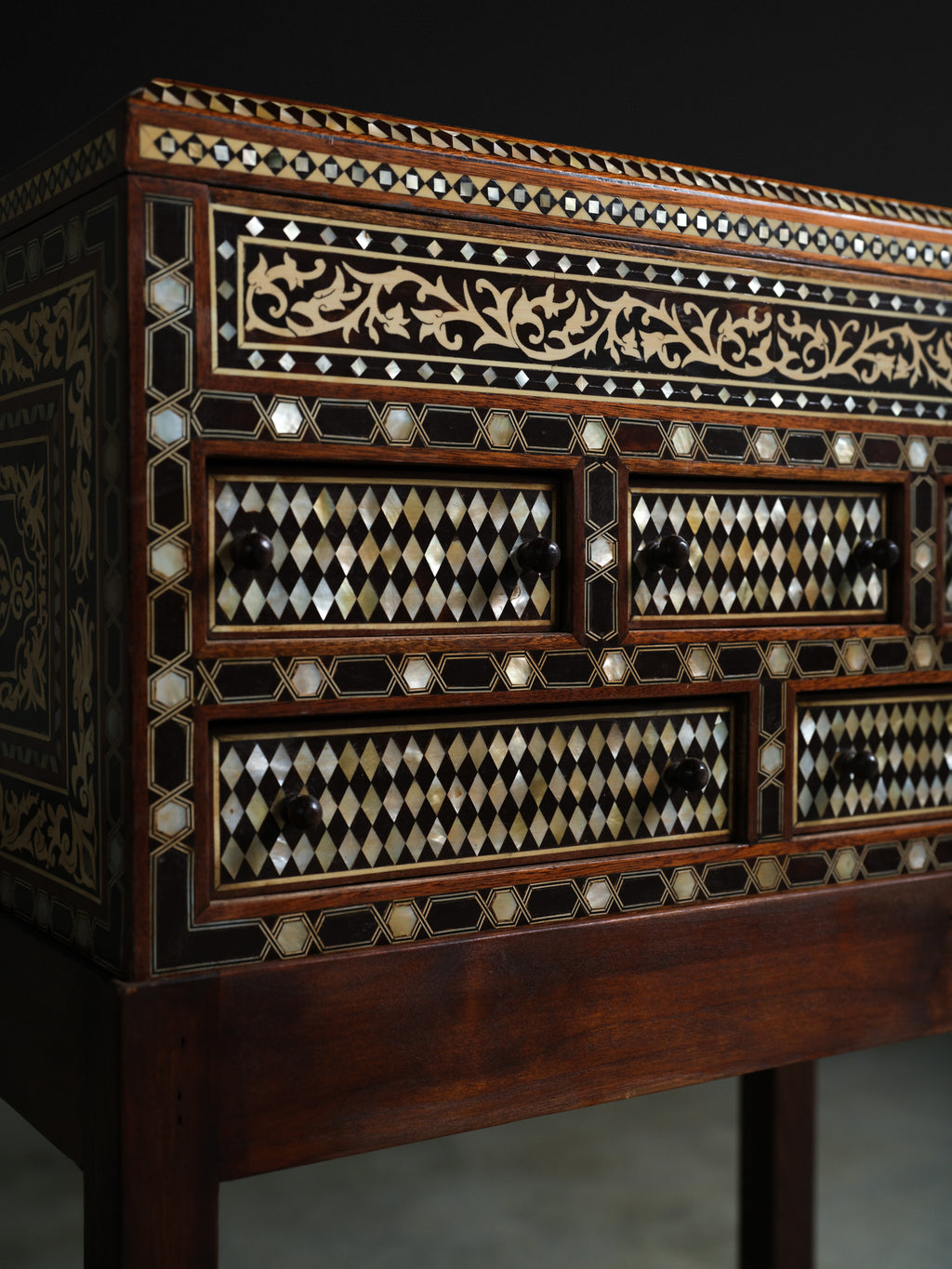 Moorish Style Inlaid Cabinet, c. 1850