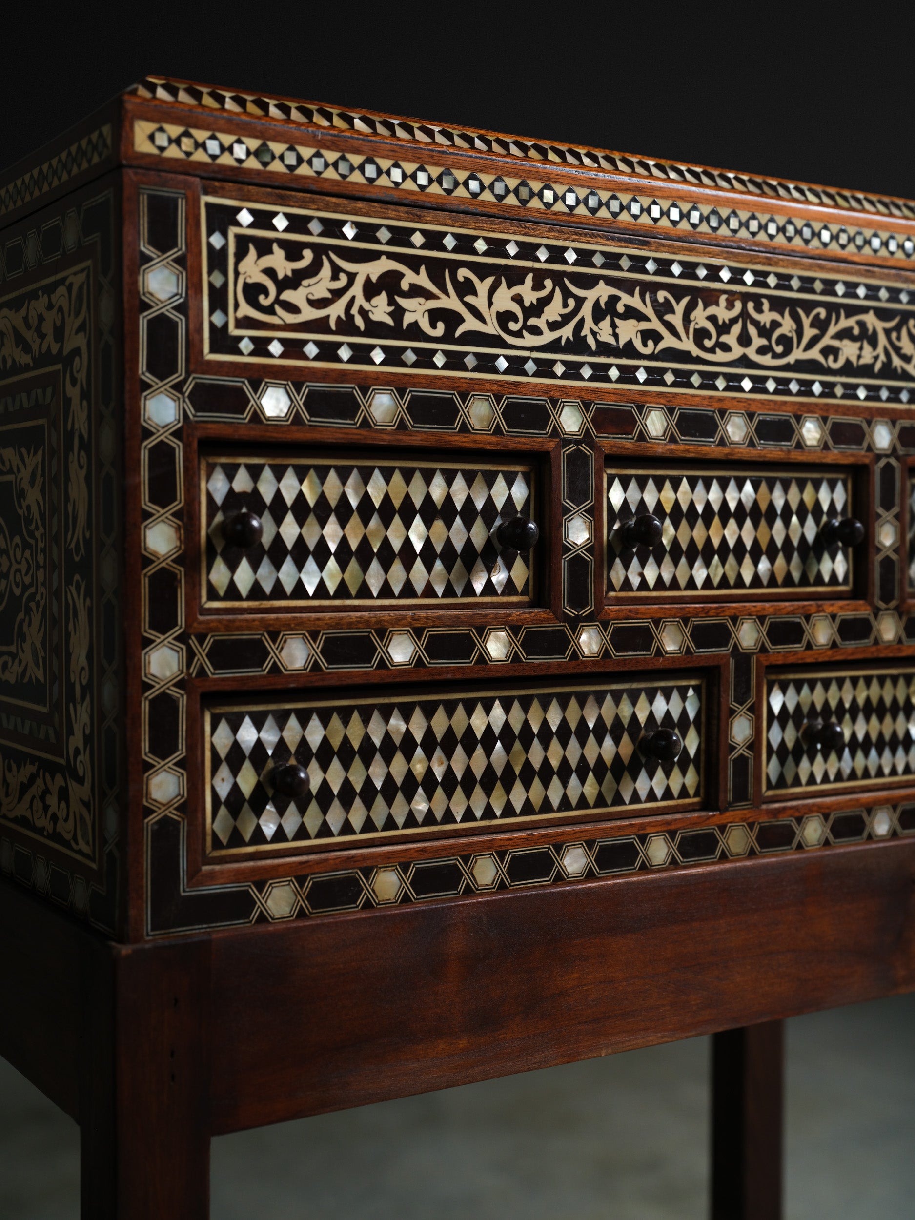 Moorish Style Inlaid Cabinet, c. 1850