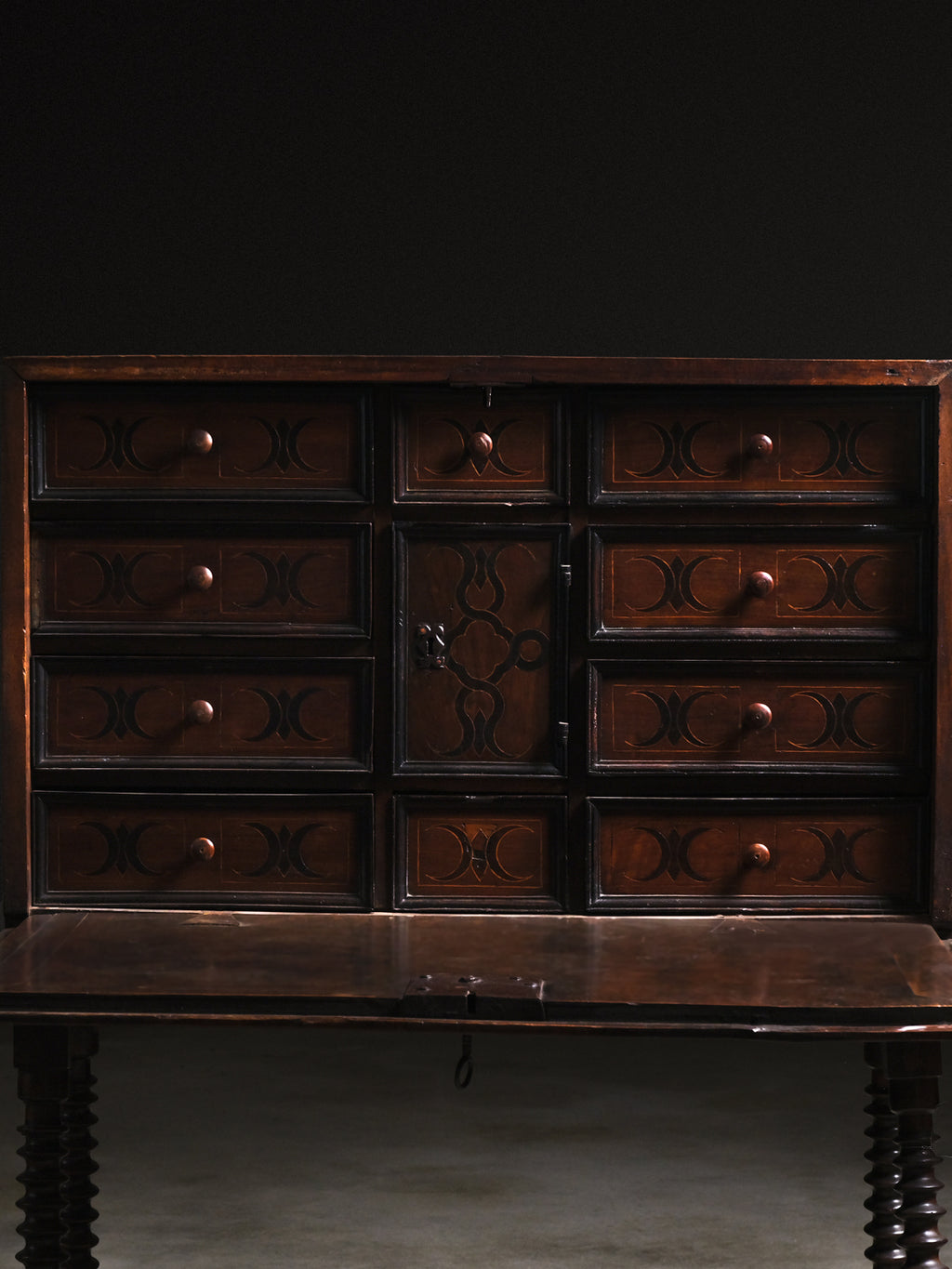 Baroque Walnut Writing Cabinet, c. 18th century