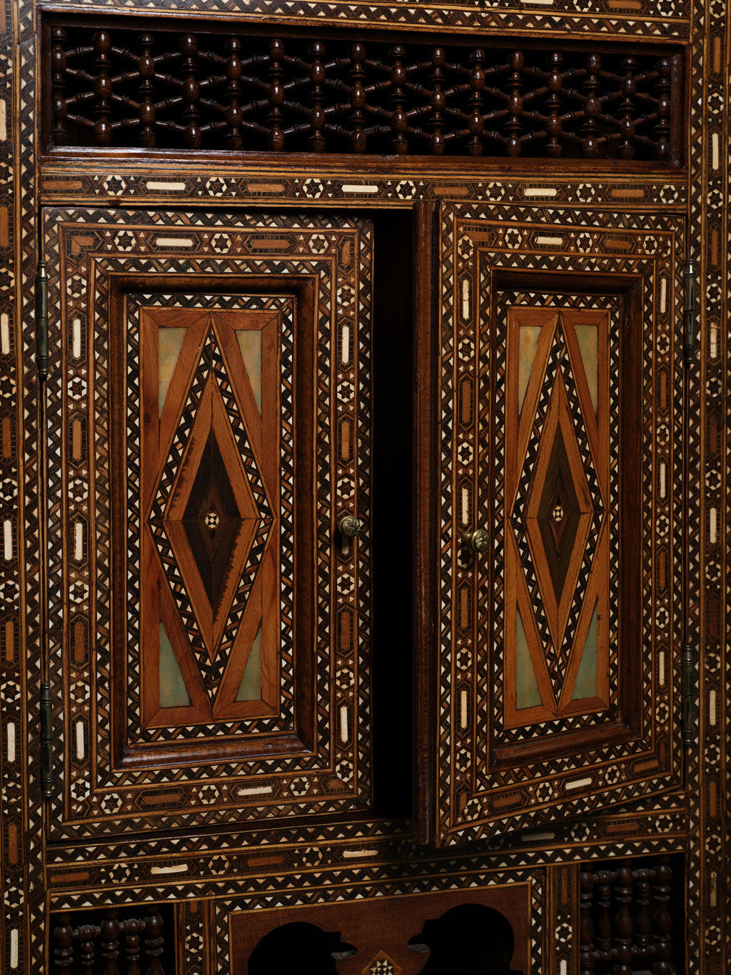 Pair of Moorish Style Mosaic Corner Cabinets, c. 1850