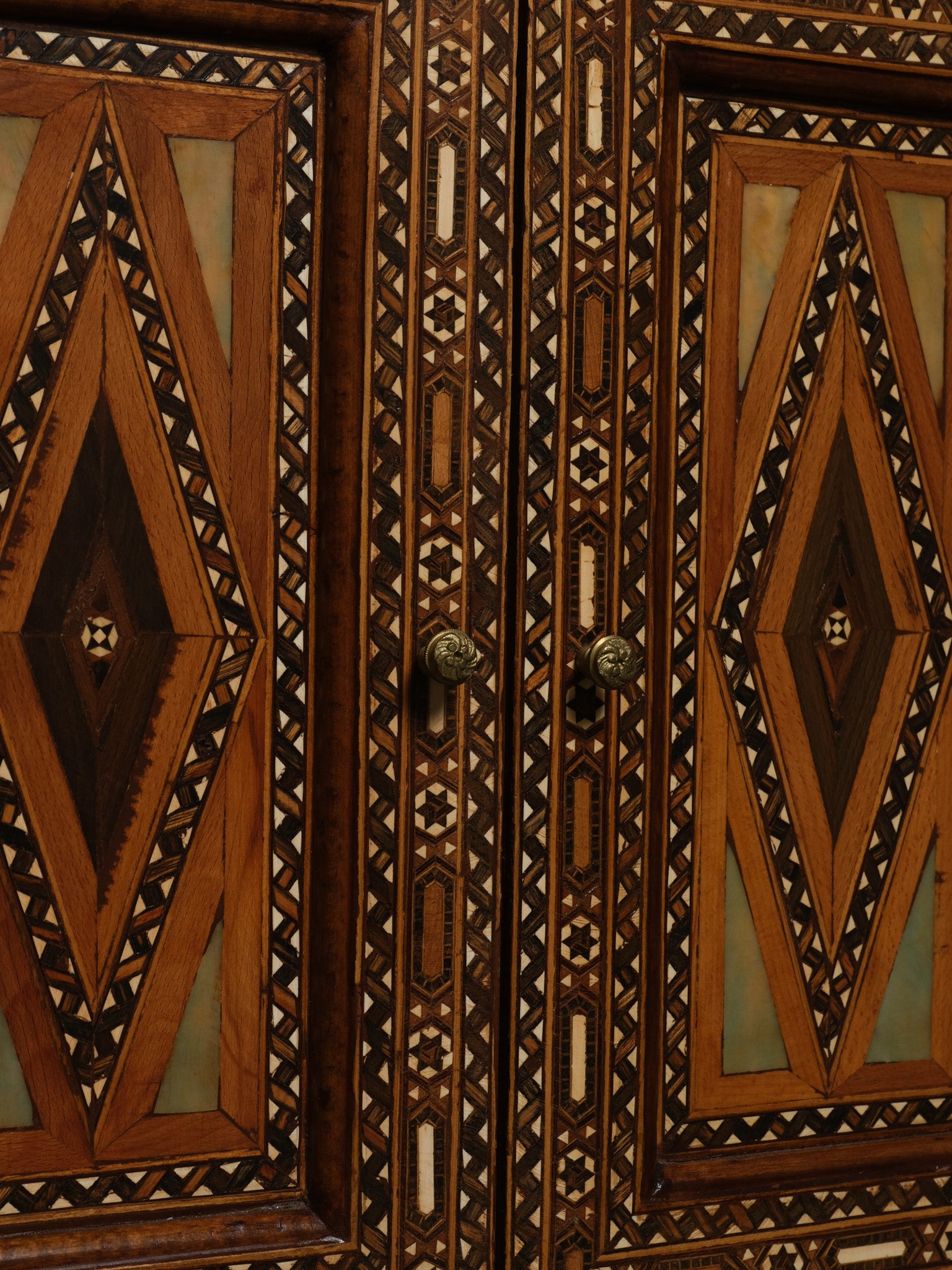 Pair of Moorish Style Mosaic Corner Cabinets, c. 1850