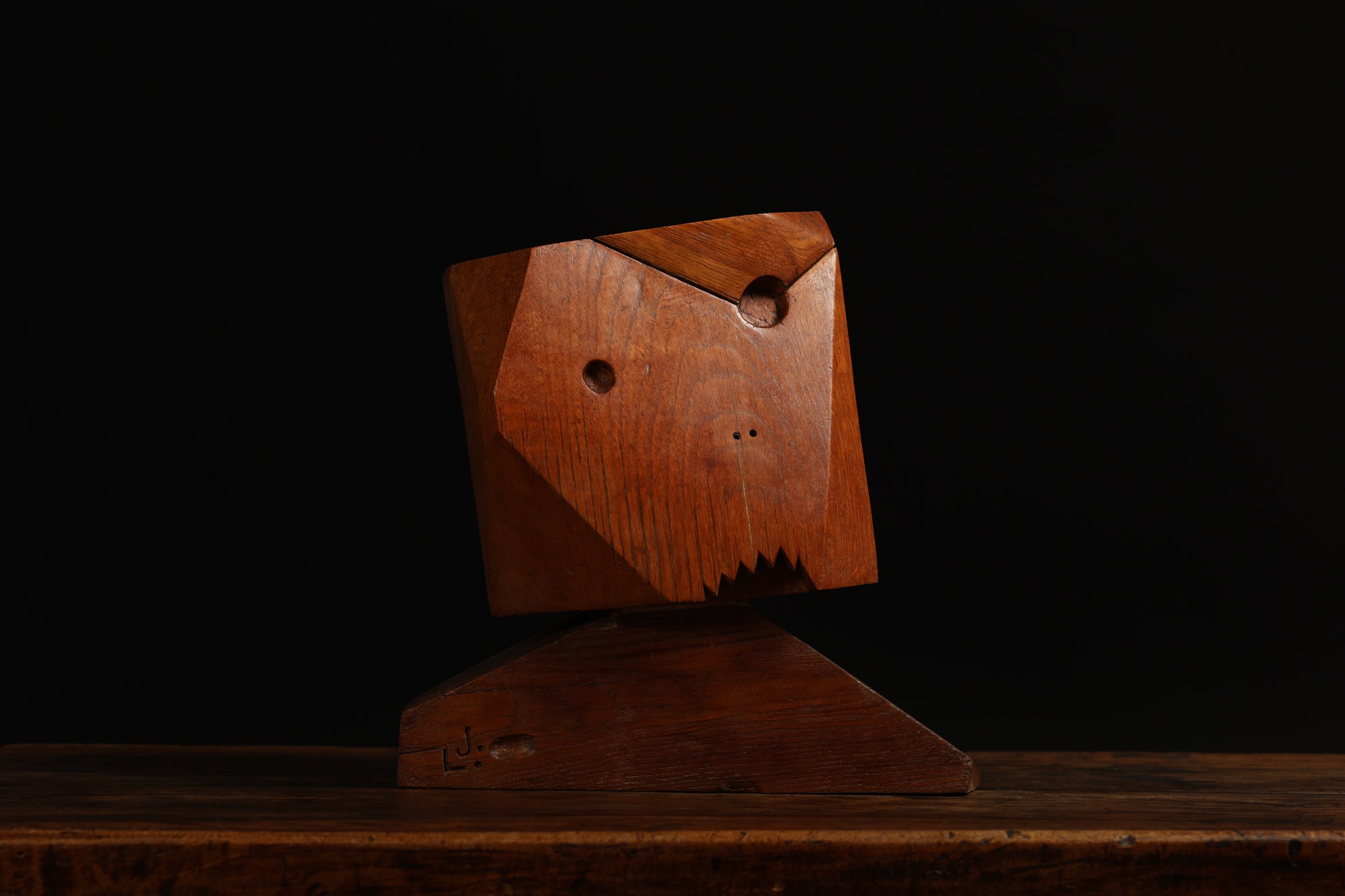 Carved Oak Sculpture by Leo Jensen, 1955
