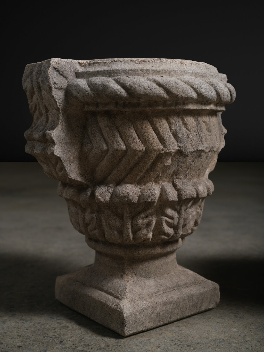 Pair of Cast Stone Garden Planter Urns, c. 1900