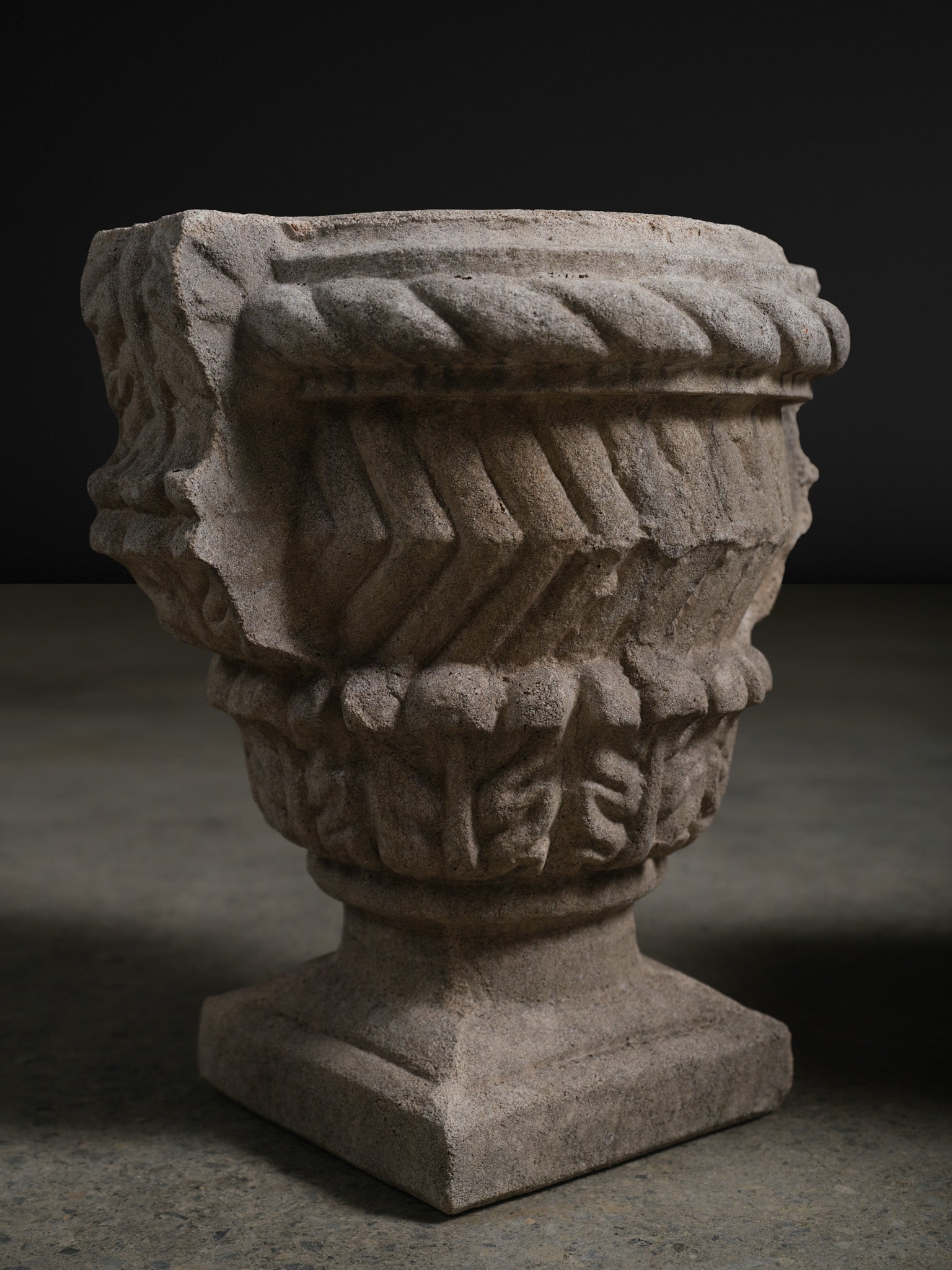 Pair of Cast Stone Garden Planter Urns, c. 1900