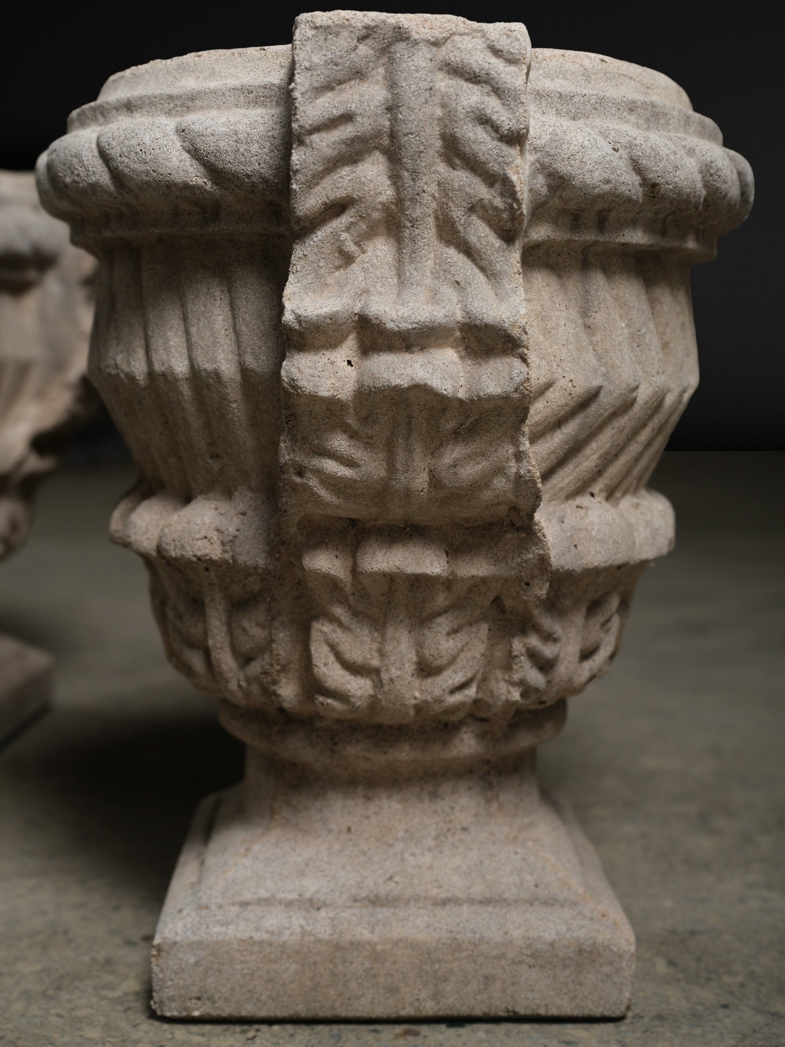 Pair of Cast Stone Garden Planter Urns, c. 1900