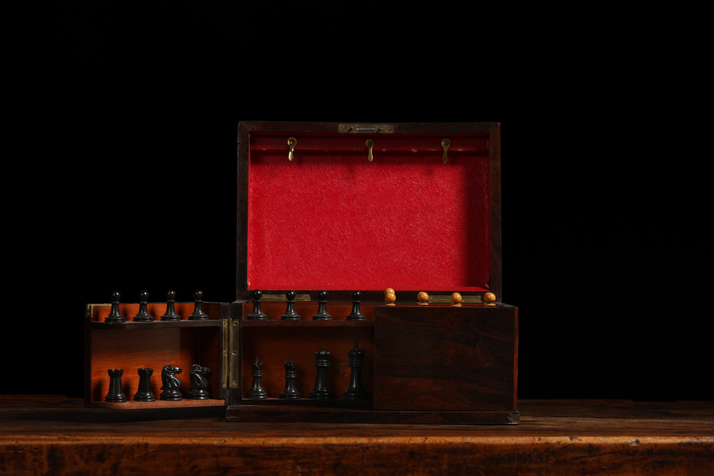 Rosewood Chess & Checkers Set, c. 17th century