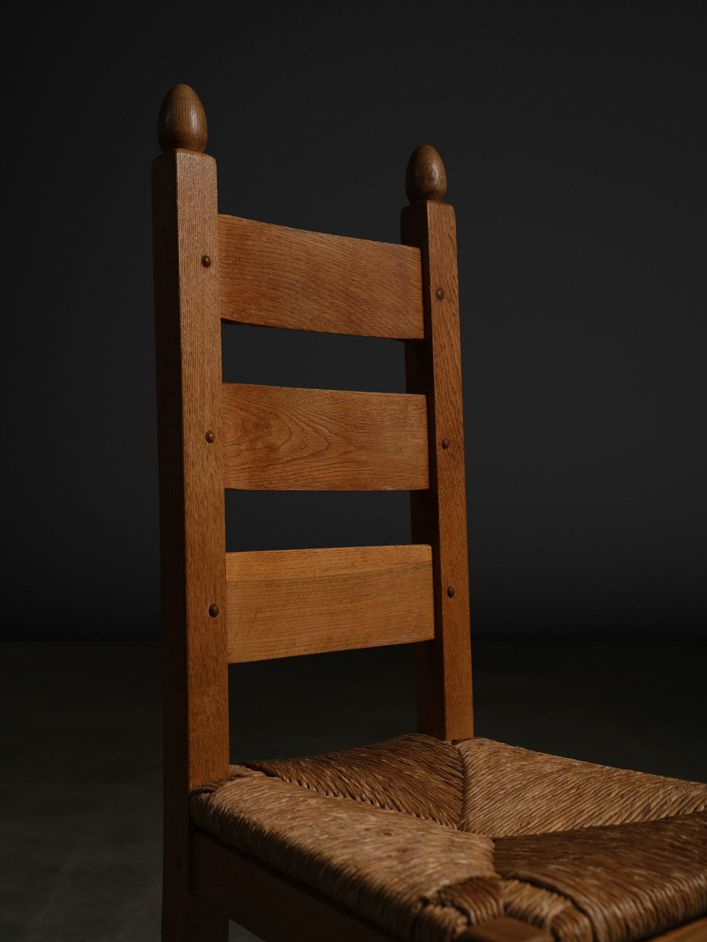 Set of 6 Dutch Oak & Rush Dining Chairs, c. 1970s