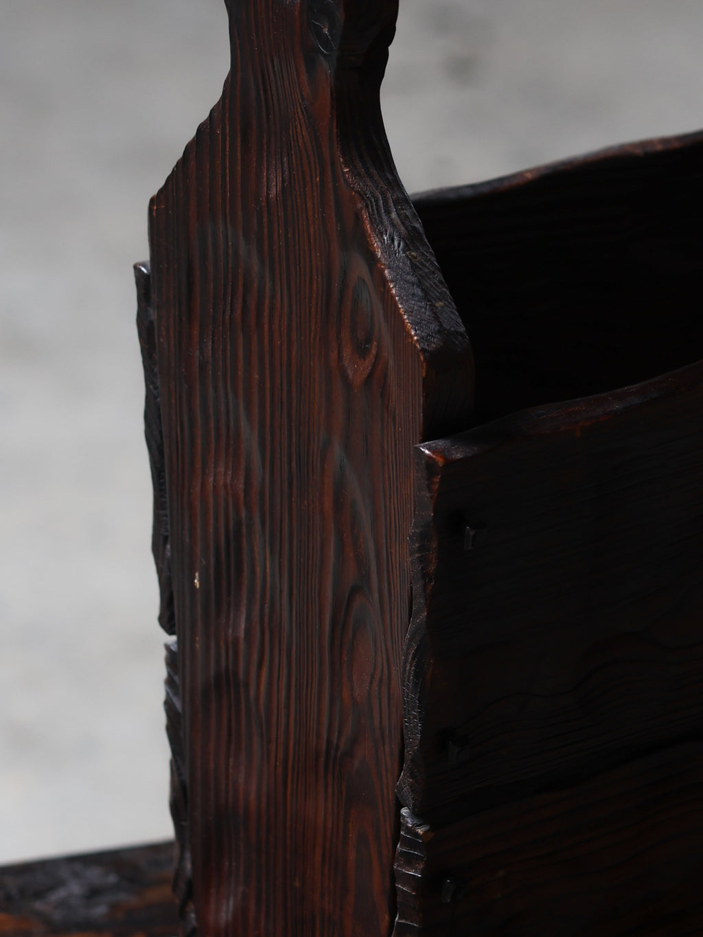 Brutalist Pine Magazine Rack, c. 1960