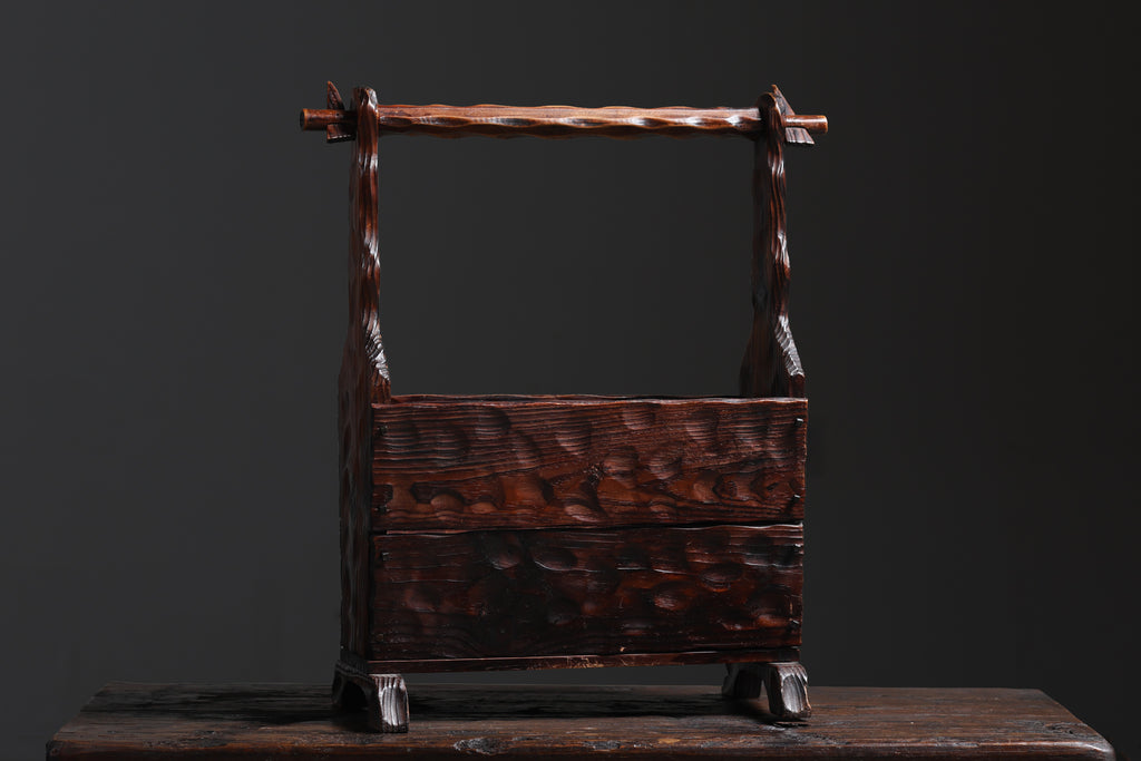 Brutalist Pine Magazine Rack, c. 1960