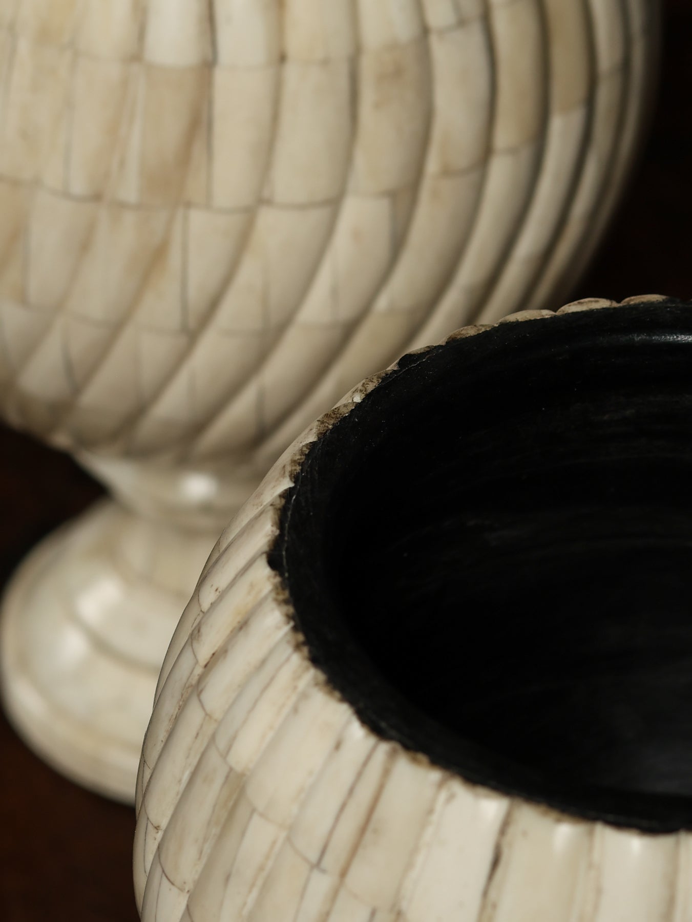 Pair of Bone Urns, c. 20th century