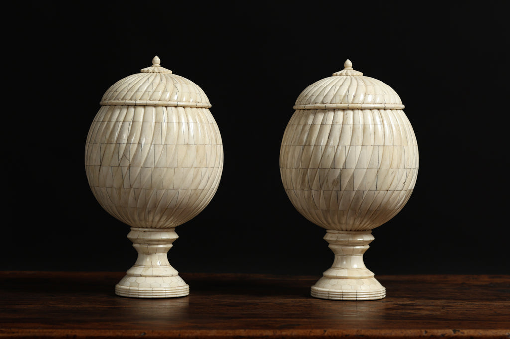 Pair of Bone Urns, c. 20th century