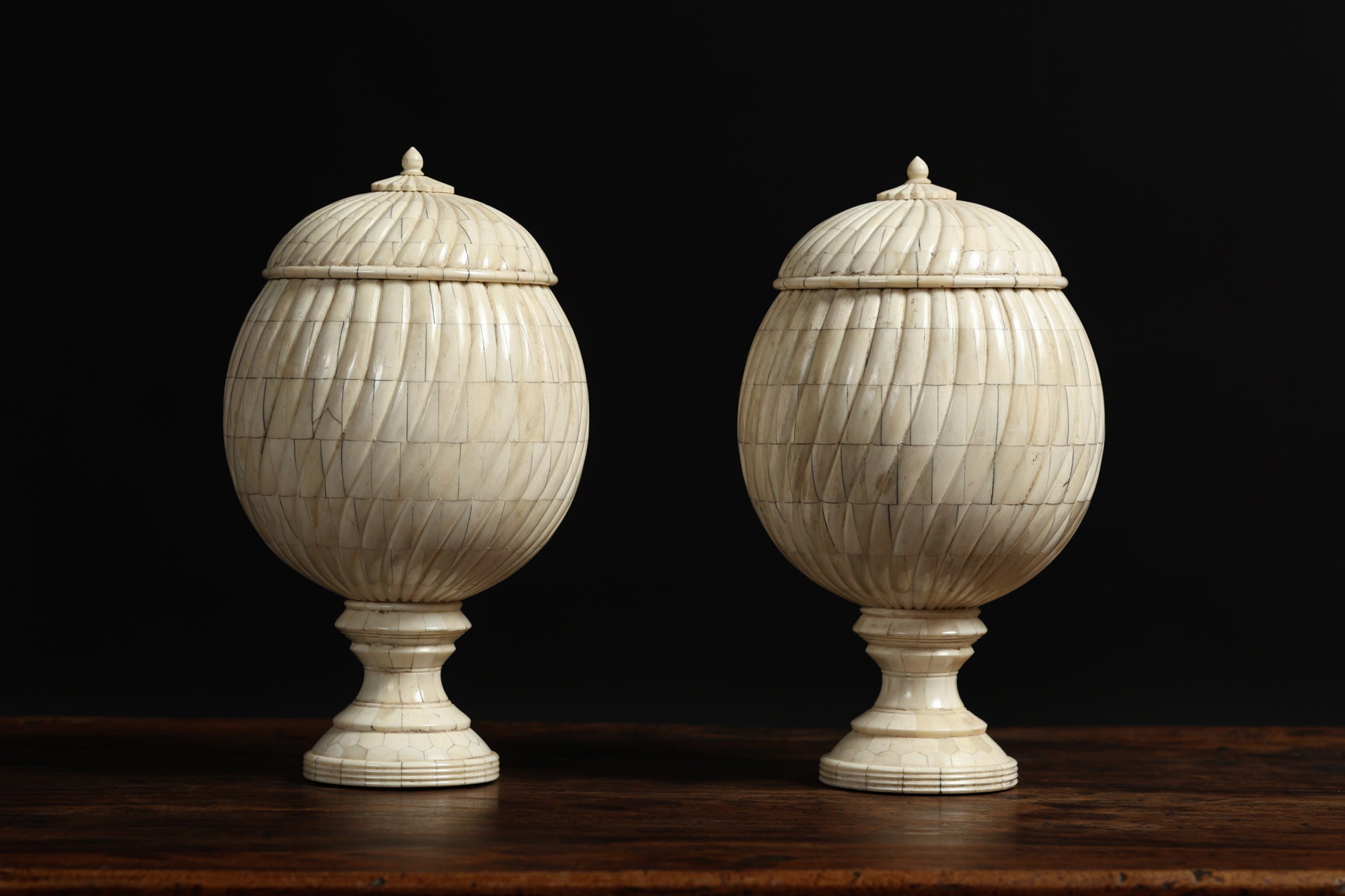 Pair of Bone Urns, c. 20th century