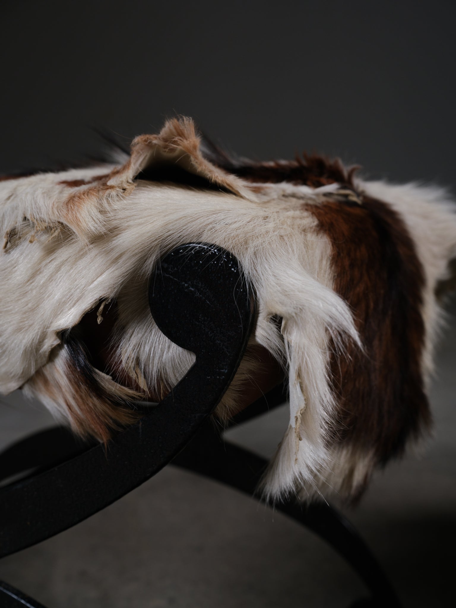 Pair of Iron Stools with Cowhide Covers, c. 1950