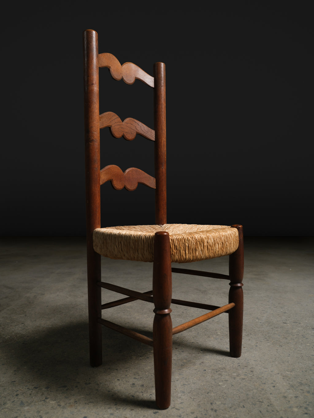 Four Ladder-Back Chairs in Woven Rush, c. 1950