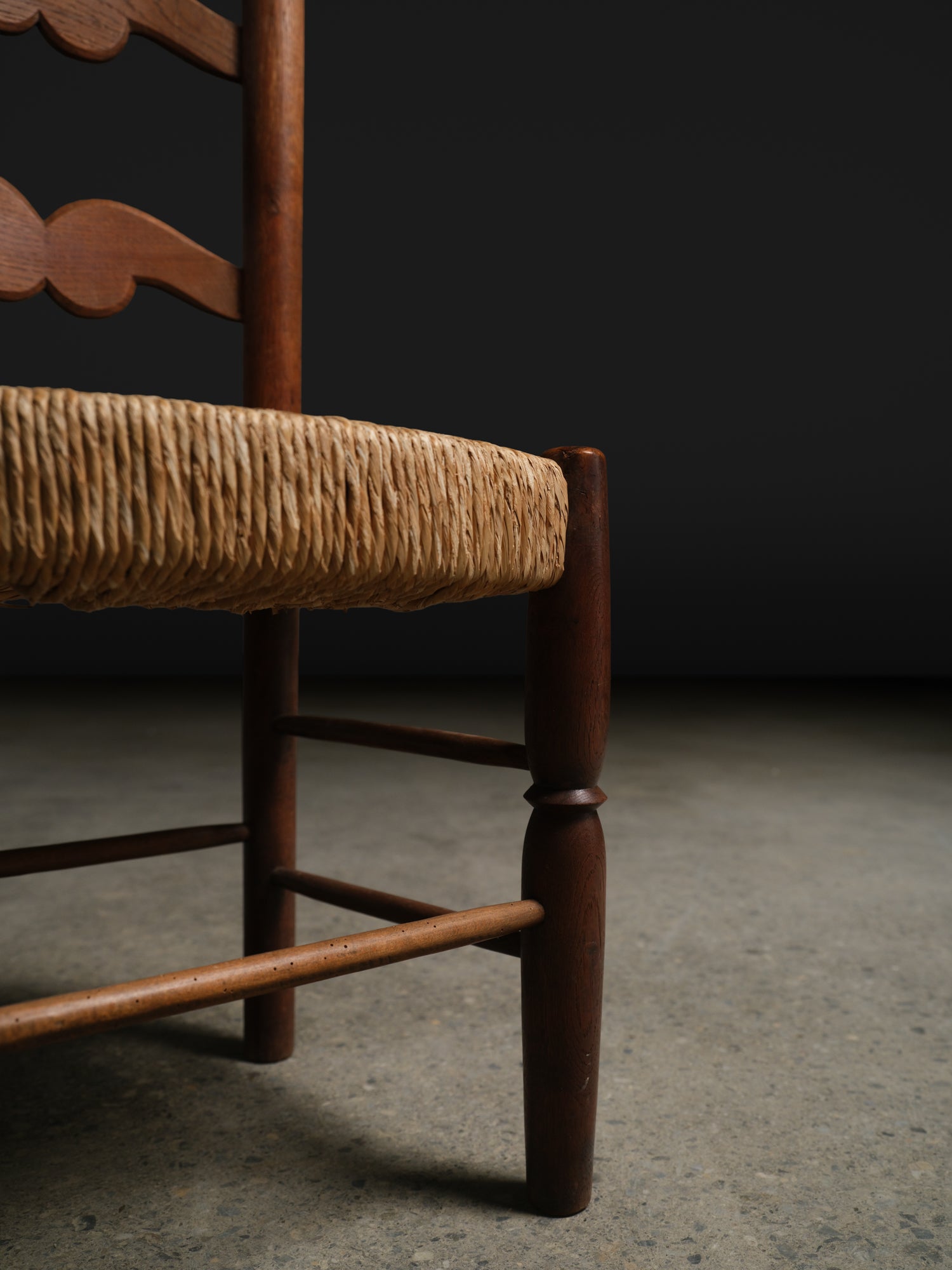 Four Ladder-Back Chairs in Woven Rush, c. 1950