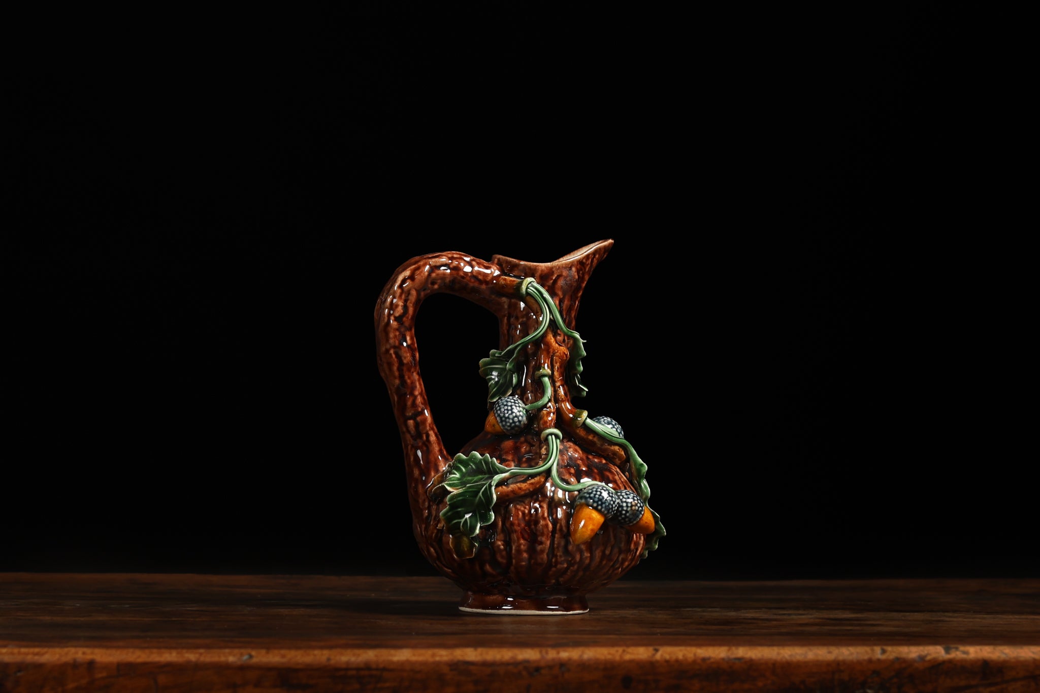 Majolica Glazed Ceramic Pitcher, c. 20th century